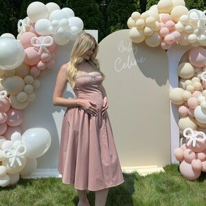 Dusty pink corset midi dress